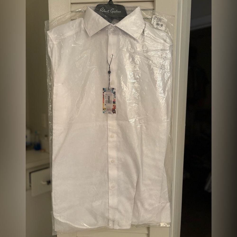 🤍Robert Graham • men’s white jacquard waycross long sleeve button down • M • NWT - Picture 7 of 11